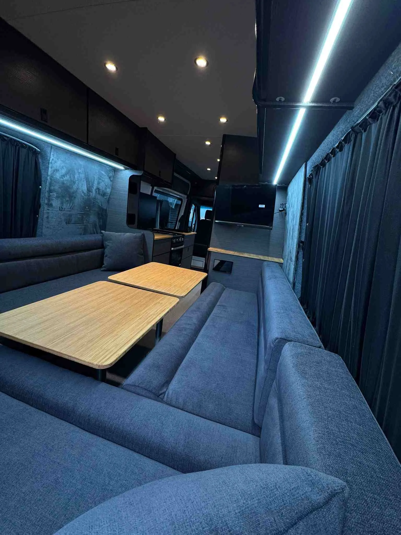 Campervan interior — recovered seating and cushions