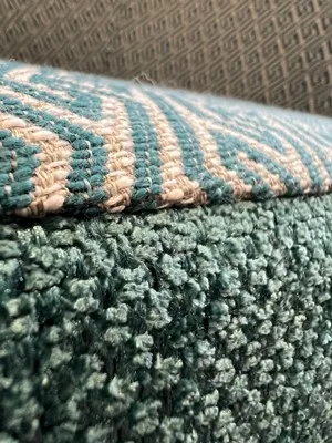 Two patterns from the Galleria teal range, side-by-side