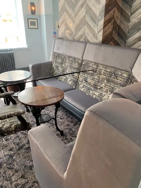 Pub bench seating reupholstered