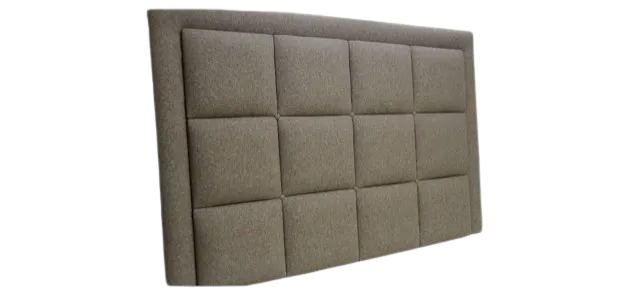 Bespoke headboard with square-pattern channel detail