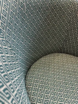 Tub chair detail showing piping and seam work