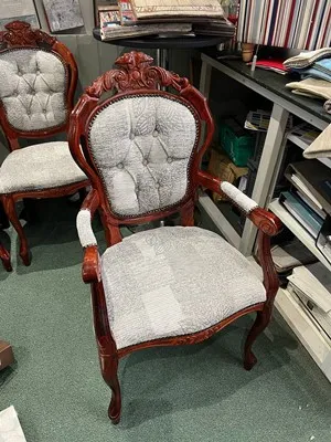 Pair of antique chairs reupholstered as a set