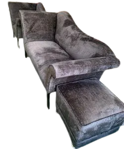 Grey settee after reupholstery