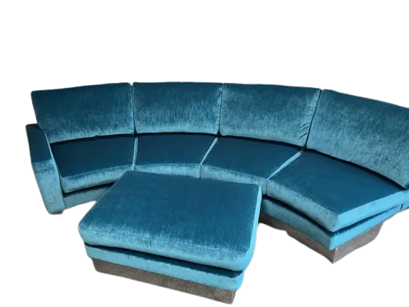 Curved-back settee fully reupholstered