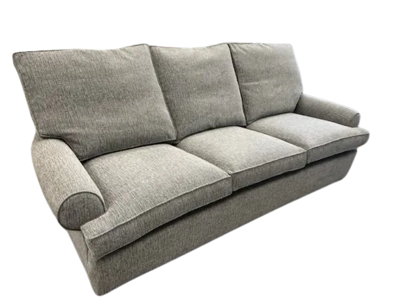 Grey settee reupholstered