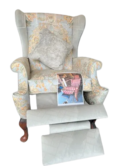 Traditional wingback chair reupholstered