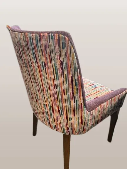 External chair, red back view