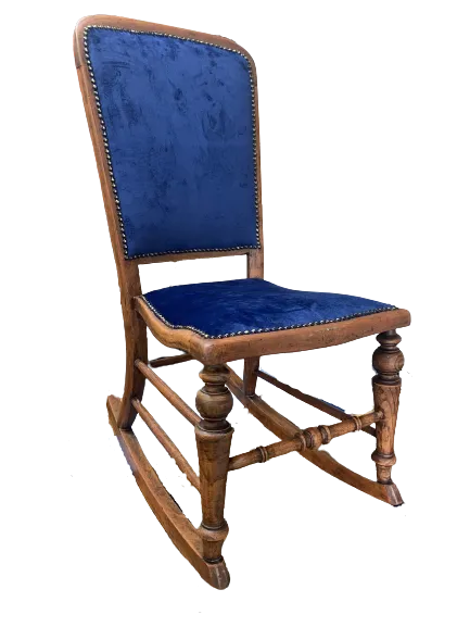 Royal blue rocking chair reupholstered