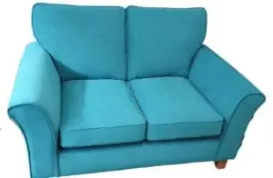 Teal settee reupholstered