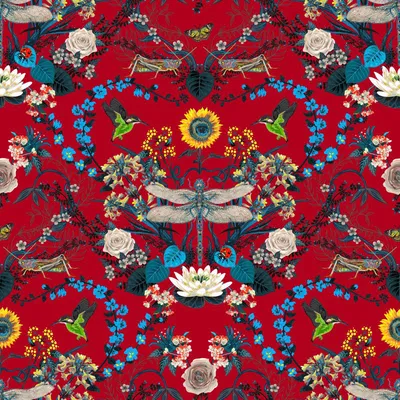 Curious Creatures by Becca Who Garden Treasures Scarlet swatch
