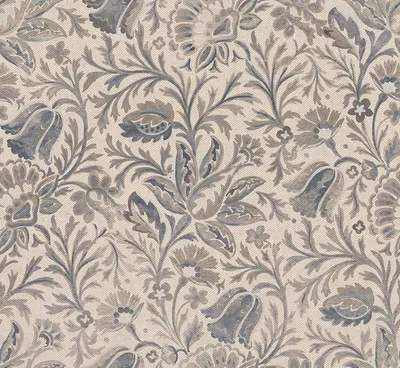 Archive Collection on Linen Jaipur Floral Steel swatch