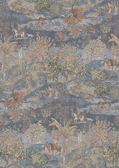 Archive Collection on Linen Persian Wood Sapphire swatch