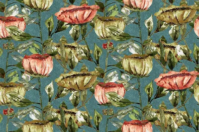 Contemporary Velvet Tulippa Velvet Print Aqua swatch