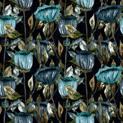 Contemporary Velvet Tulippa Velvet Print Navy swatch