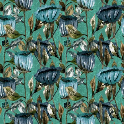 Contemporary Velvet Tulippa Velvet Print Turquoise swatch